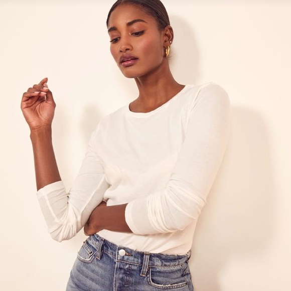 Aritzia Babaton Linen White Long Sleeve Shirt